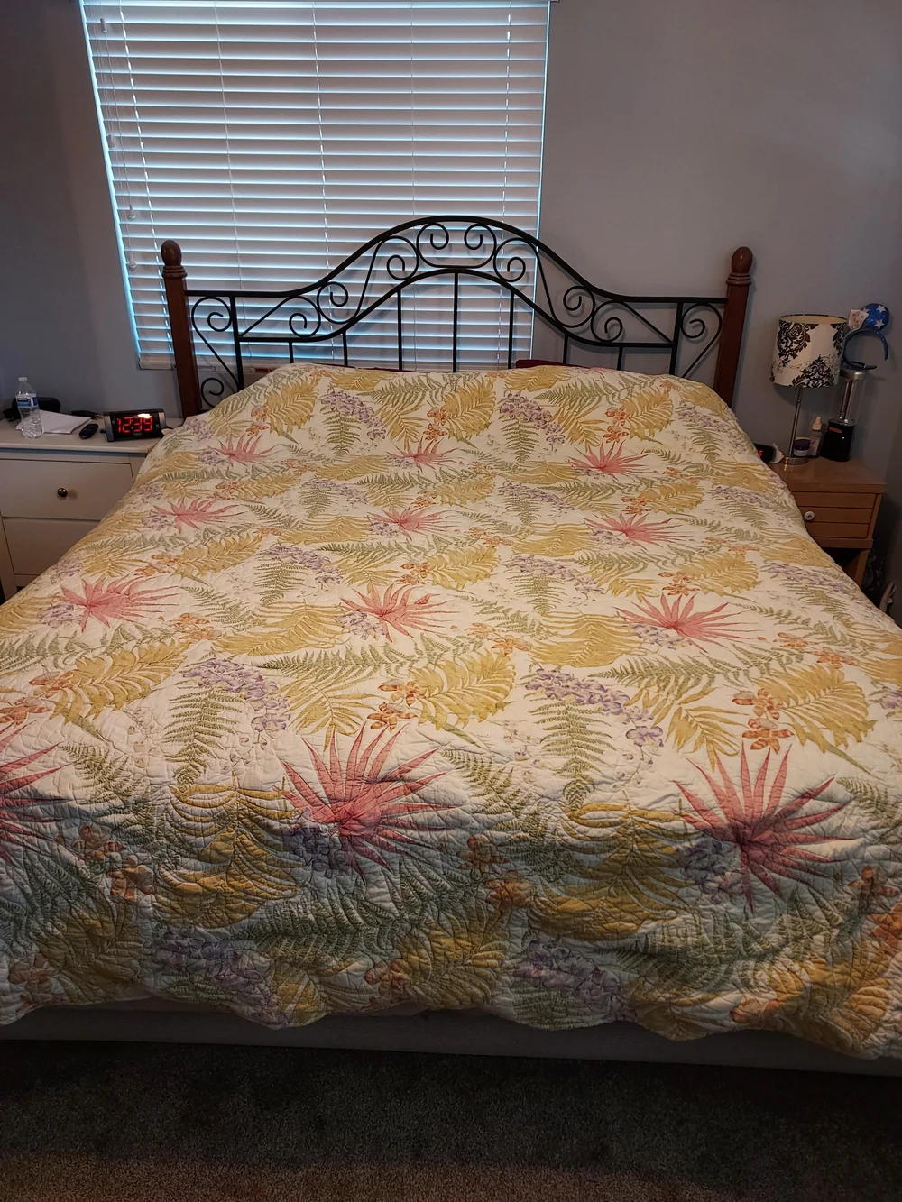 VTG Liz Claiborne BON AIRE Tropical Botanical Floral Quilt King/Queen 92x100